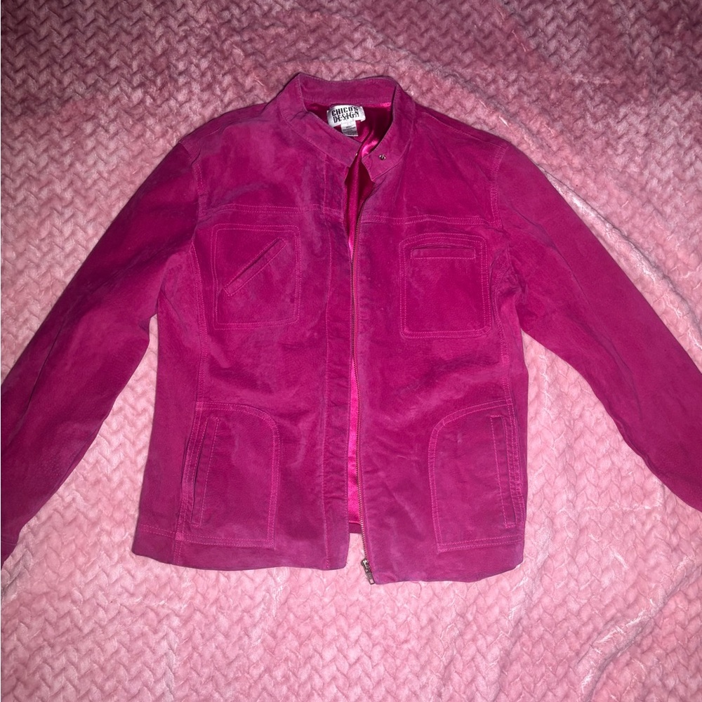 Chico’s Design Pink Suede Jacket